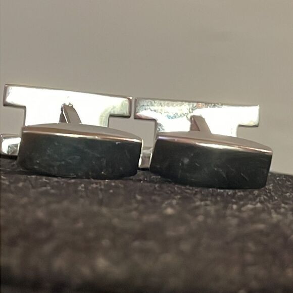 Vintage-1930s-1” x 1” engravable rectangular polished stainless steel cuff links - Picture 8 of 15